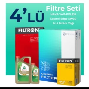 Filtron Volkswagen Transporter T5 1.9 Dizel Filtre Bakım Seti Castrol Motor Yağlı (2004-2009) 4 Lü