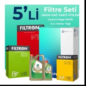 Filtron Volkswagen Transporter T5 1.9 Dizel Filtre Bakım Seti Castrol Motor Yağlı (2004-2009) 5 Li