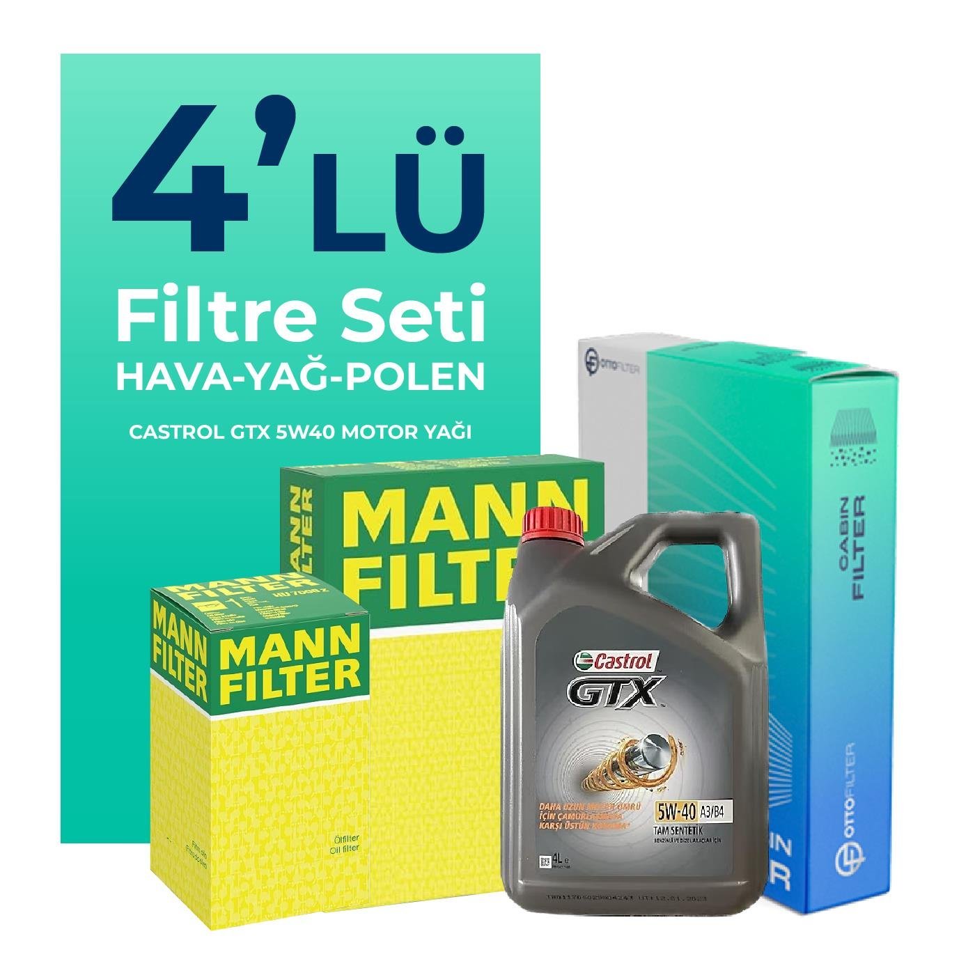 mann-alfa-giulietta-1-4-tb-filtre-bakim-seti-castrol-motor-yagli-2010-2018-4-lu-58444 MANN Alfa Giulietta 1.4 TB Filtre Bakım Seti Castrol Motor Yağlı (2010-2018) 4 Lü - Görsel 1