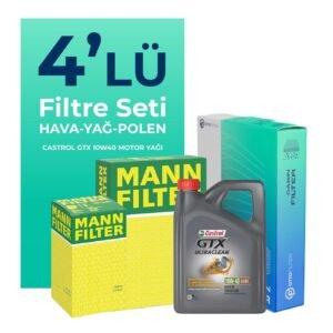 MANN Alfa Romeo 147 1.6 TS Filtre Bakım Seti Castrol Motor Yağlı (2001-2010) 4 Lü
