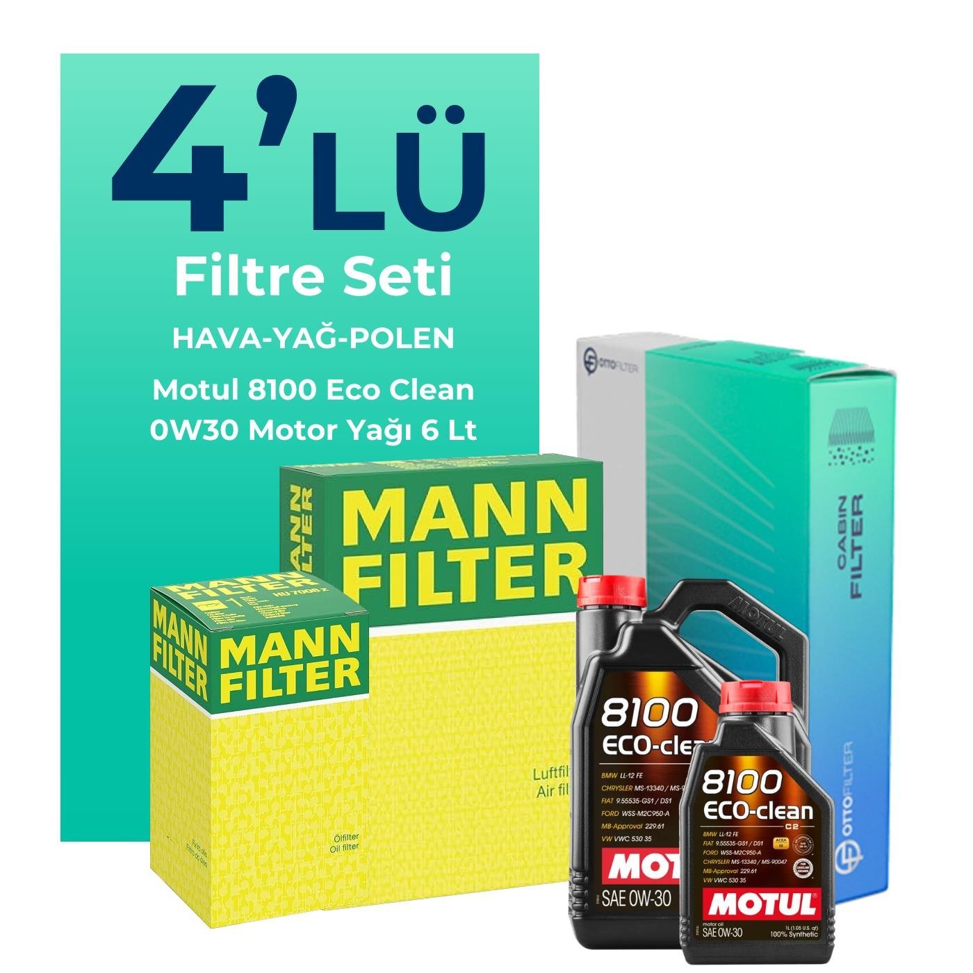 mann-audi-a4-40-tdi-filtre-bakim-seti-motul-motor-yagli-2020-2024-4-lu-120051 MANN Audi A4 40 TDi Filtre Bakım Seti Motul Motor Yağlı (2020-2024) 4 Lü - Görsel 1