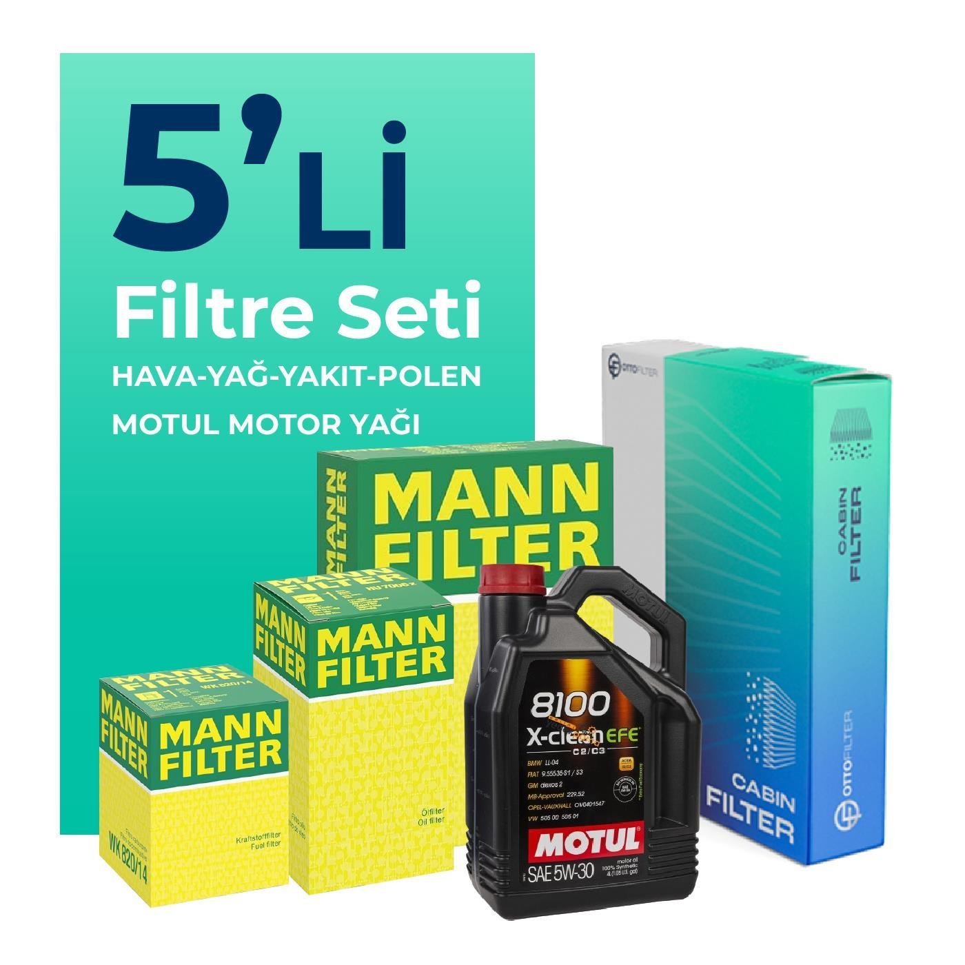 mann-bmw-2-20d-coupe-filtre-bakim-seti-motul-motor-yagli-2014-2019-5-li-75640 MANN BMW 2.20D Coupe Filtre Bakım Seti Motul Motor Yağlı (2014-2019) 5 Li - Görsel 1