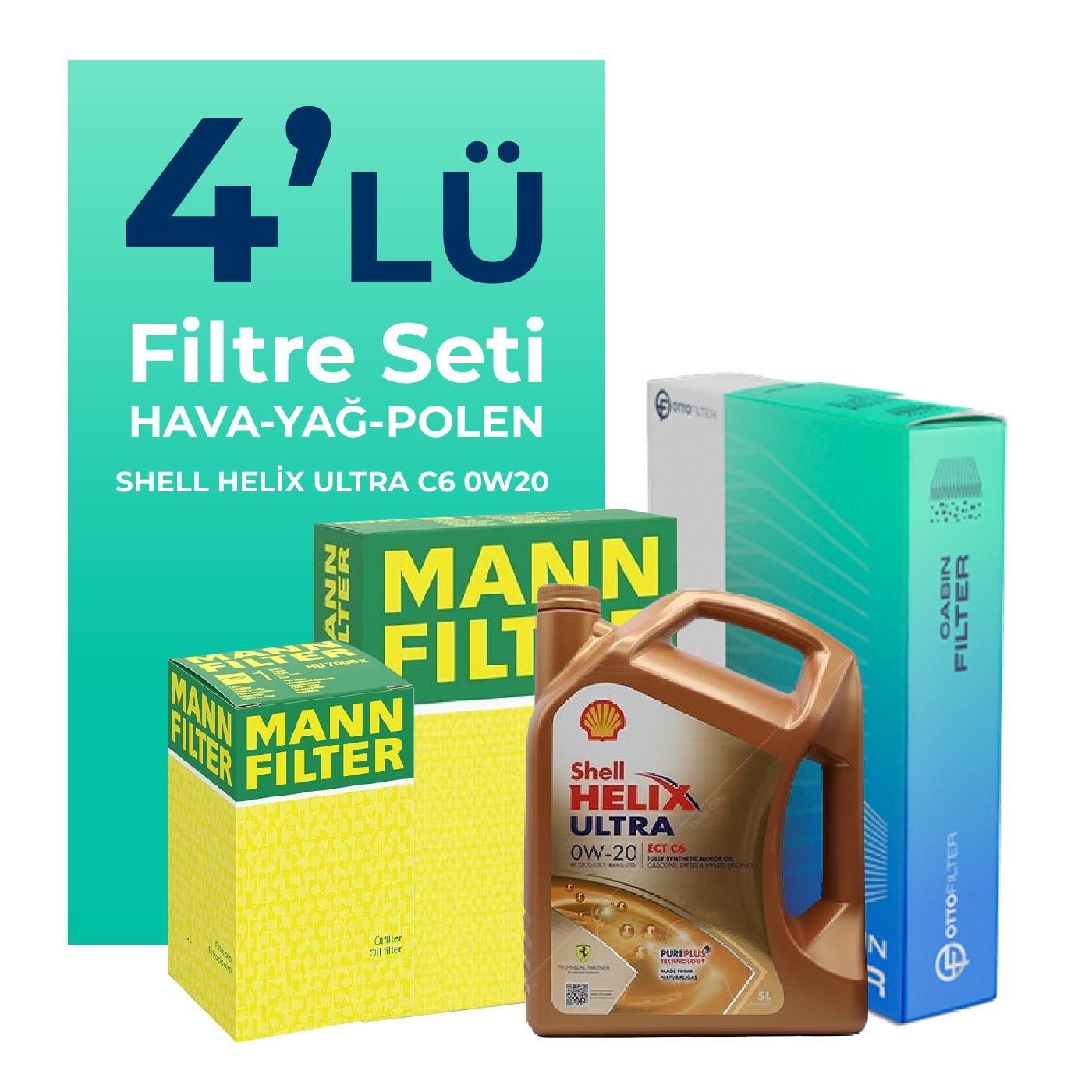 mann-bmw-4-20-benzinli-filtre-bakim-seti-shell-motor-yagli-2020-2024-4-lu-103768 MANN BMW 4.20 Benzinli Filtre Bakım Seti Shell Motor Yağlı (2020-2024) 4 Lü - Görsel 1