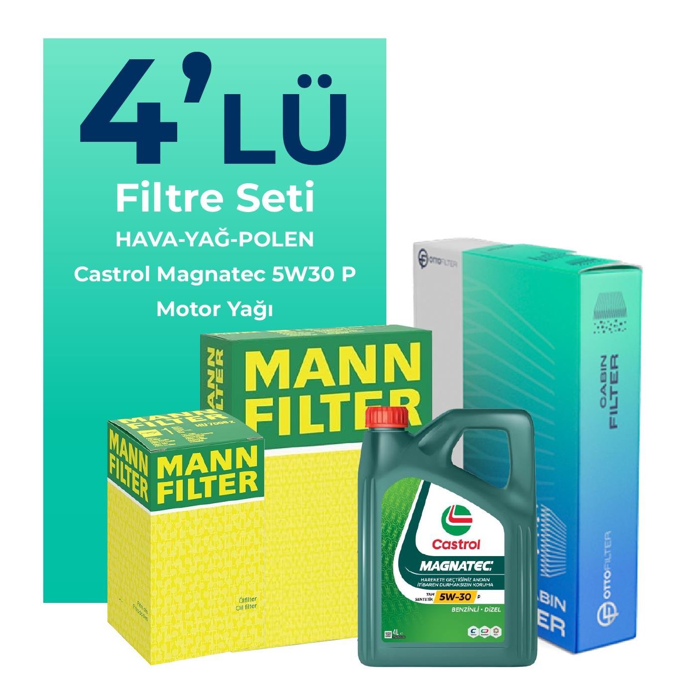 mann-citroen-c3-aircross-1-5-dizel-filtre-bakim-seti-castrol-motor-yagli-2017-2022-4-lu-109775 MANN Citroen C3 Aircross 1.5 Dizel Filtre Bakım Seti Castrol Motor Yağlı (2017-2022) 4 Lü - Görsel 1