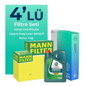 MANN Citroen DS3 1.2 Benzinli Filtre Bakım Seti Castrol Motor Yağlı (2010-2016) 4 Lü