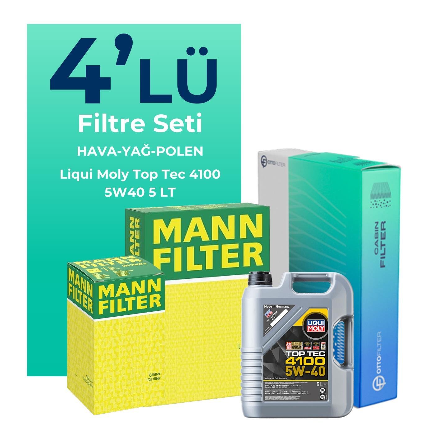 mann-dacia-duster-1-6-benzinli-filtre-bakim-seti-liqui-moly-motor-yagli-2018-2022-4-lu-128439 MANN Dacia Duster 1.6 Benzinli Filtre Bakım Seti Liqui Moly Motor Yağlı (2018-2022) 4 Lü - Görsel 1