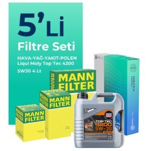 MANN Fiat 500L 1.3 Dizel Filtre Bakım Seti Liqui Moly Motor Yağlı (2009-2018) 5 Li