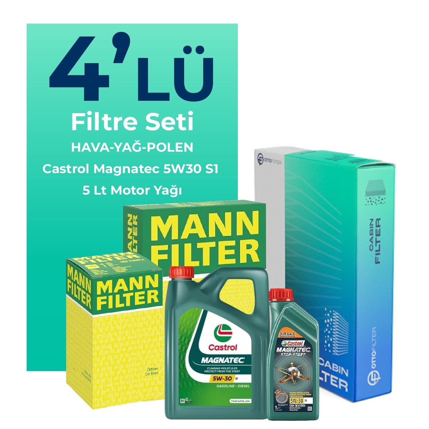 mann-fiat-500x-1-6-dizel-filtre-bakim-seti-castrol-motor-yagli-2014-2024-4-lu-109080 MANN Fiat 500X 1.6 Dizel Filtre Bakım Seti Castrol Motor Yağlı (2014-2024) 4 Lü - Görsel 1
