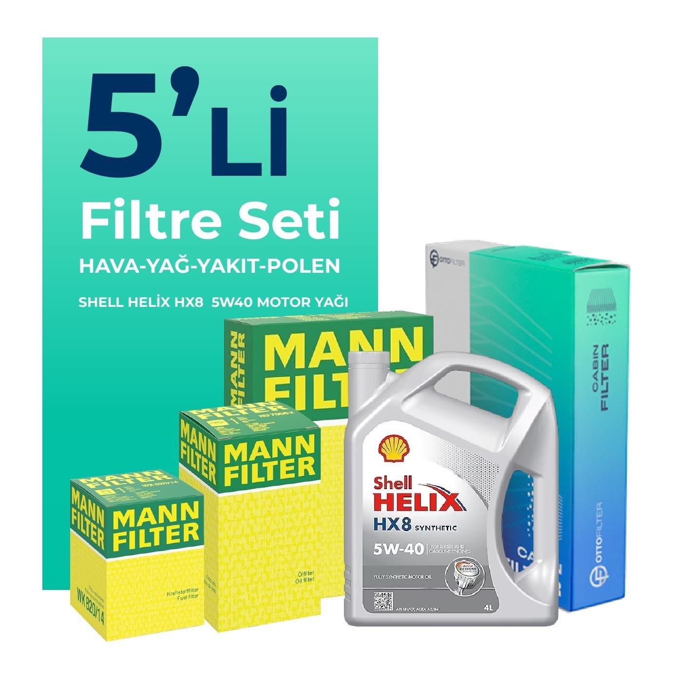 mann-fiat-idea-1-3-dizel-filtre-bakim-seti-shell-motor-yagli-2004-2010-5-li-66329 MANN Fiat Idea 1.3 Dizel Filtre Bakım Seti Shell Motor Yağlı (2004-2010) 5 Li - Görsel 1