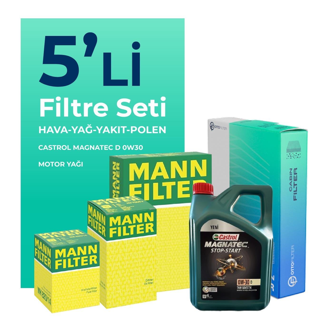 mann-ford-courier-1-5-ecoblue-filtre-bakim-seti-castrol-motor-yagli-2018-2023-5-li-59298 MANN Ford Courier 1.5 EcoBlue Filtre Bakım Seti Castrol Motor Yağlı (2018-2023) 5 Li - Görsel 1
