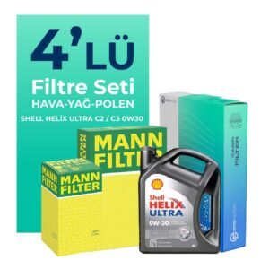 MANN Jeep Renegade 1.4 Benzin Filtre Bakım Seti Shell Motor Yağlı (2016-2018) 4 Lü