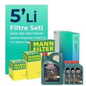 MANN Kia Sorento 2.2 Dizel Filtre Bakım Seti Castrol Motor Yağlı (2010-2012) 5 Li