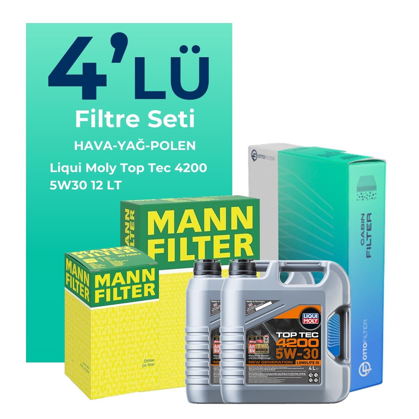 mann-mercedes-sprinter-315-dizel-filtre-bakim-seti-liqui-moly-motor-yagli-2006-2010-4-lu-126597 MANN Mercedes Sprinter 315 Dizel Filtre Bakım Seti Liqui Moly Motor Yağlı (2006-2010) 4 Lü - Görsel 1