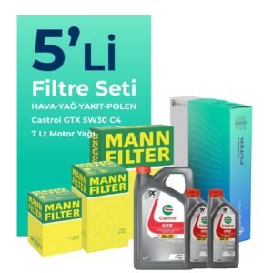 MANN Nissan Skystar 2.5 Dizel Filtre Bakım Seti Castrol Motor Yağlı (1997-2008) 5 Li