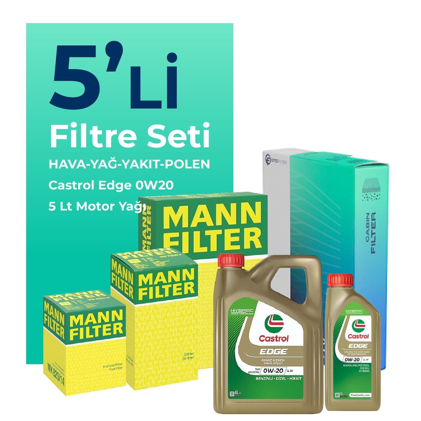 mann-opel-insignia-1-5-dizel-filtre-bakim-seti-castrol-motor-yagli-2018-2023-5-li-109549 MANN Opel Insignia 1.5 Dizel Filtre Bakım Seti Castrol Motor Yağlı (2018-2023) 5 Li - Görsel 1