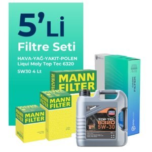 MANN Peugeot 301 1.5 Dizel Filtre Bakım Seti Liqui Moly Motor Yağlı (2017-2024) 5 Li