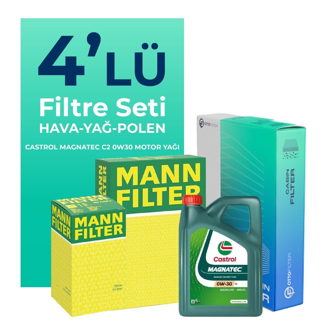 mann-peugeot-301-1-6-benzin-vti-filtre-bakim-seti-castrol-motor-yagli-2012-2016-4-lu-59145 MANN Peugeot 301 1.6 Benzin Vti Filtre Bakım Seti Castrol Motor Yağlı (2012-2016) 4 Lü - Görsel 1