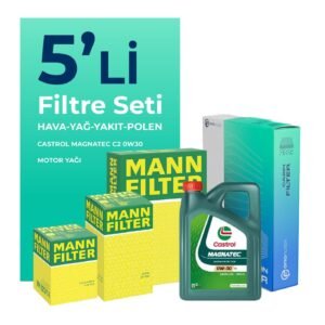 MANN Peugeot 5008 1.6 BlueHDi Dizel Filtre Bakım Seti Castrol Motor Yağlı (2016-2019) 5 Li