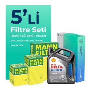 MANN Peugeot 5008 1.6 BlueHDi Dizel Filtre Bakım Seti Shell Motor Yağlı (2016-2019) 5 Li
