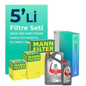 MANN Renault Kadjar 1.6 Dizel Filtre Bakım Seti Castrol Motor Yağlı (2015-2018) 5 Li