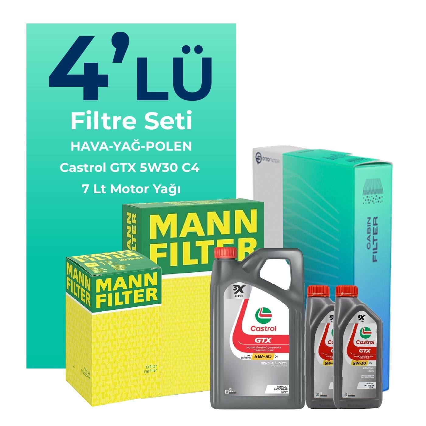 mann-renault-latitude-2-0-dizel-filtre-bakim-seti-castrol-motor-yagli-2010-2015-4-lu-108911 MANN Renault Latitude 2.0 Dizel Filtre Bakım Seti Castrol Motor Yağlı (2010-2015) 4 Lü - Görsel 1