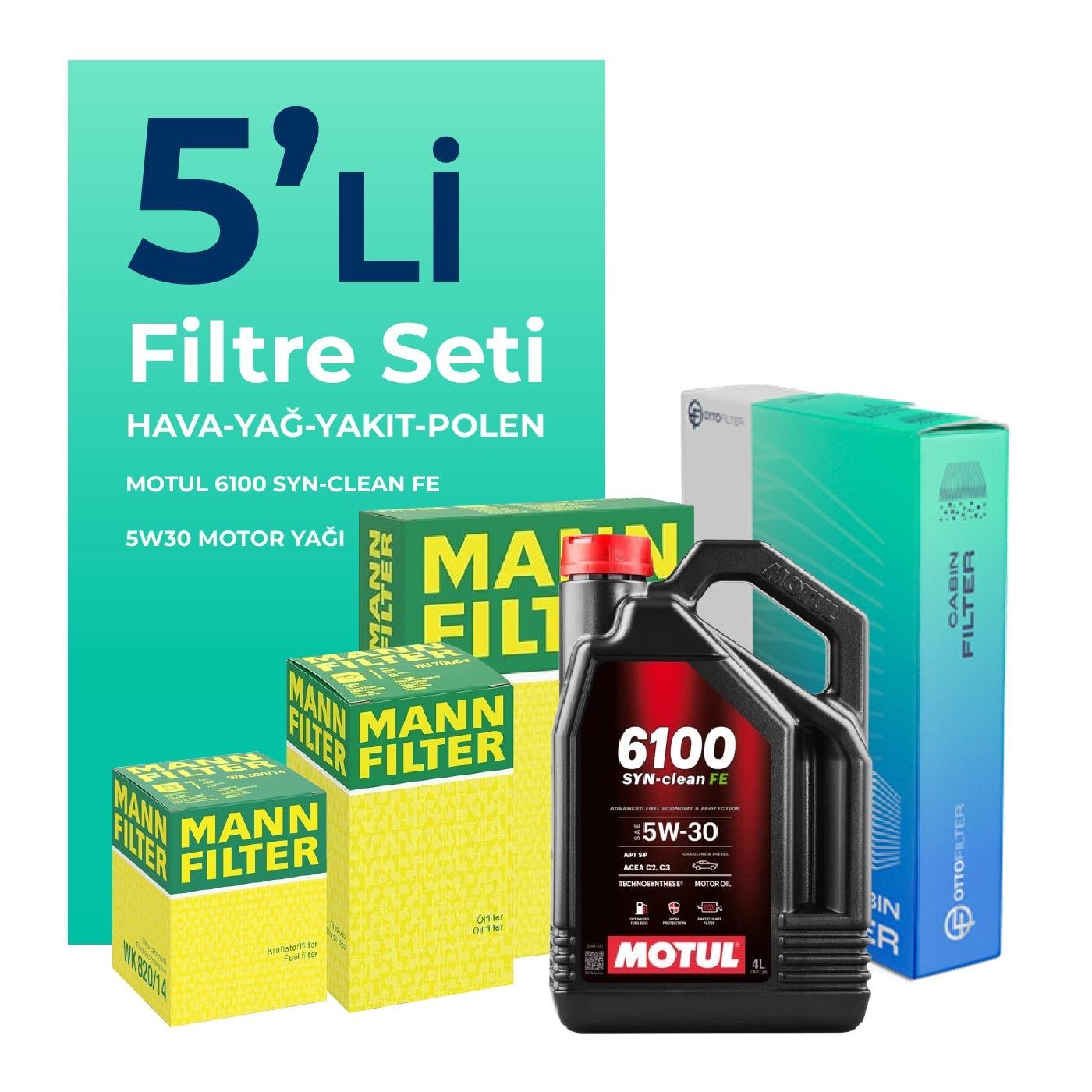 mann-renault-master-2-3-dizel-filtre-bakim-seti-motul-motor-yagli-2011-2021-5-li-64350 MANN Renault Master 2.3 Dizel Filtre Bakım Seti Motul Motor Yağlı (2011-2021) 5 Li - Görsel 1