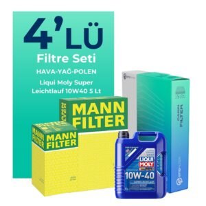 MANN Renault Megane 1.4 Benzin Turbo Filtre Bakım Seti Liqui Moly Motor Yağlı (2009-2012) 4 Lü