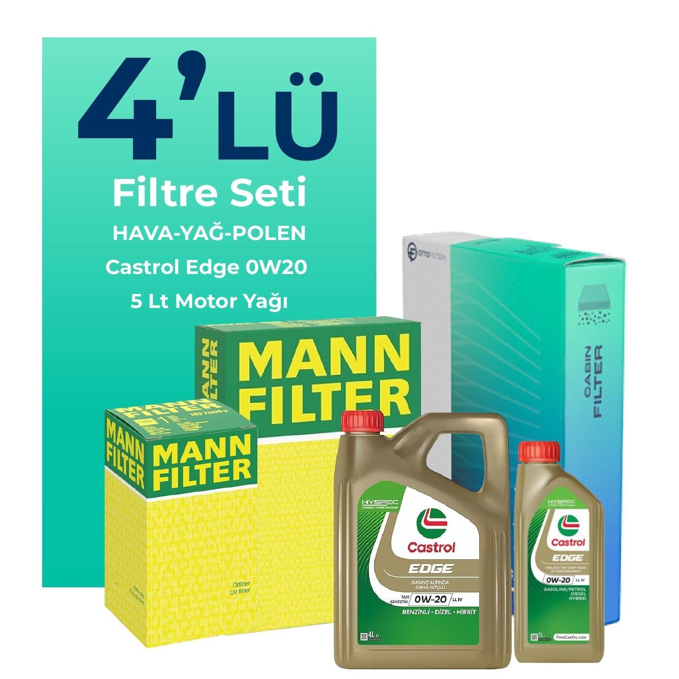 mann-skoda-superb-1-5-tsi-filtre-bakim-seti-castrol-motor-yagli-2017-2023-4-lu-109581 MANN Skoda SuperB 1.5 TSi Filtre Bakım Seti Castrol Motor Yağlı (2017-2023) 4 Lü - Görsel 1