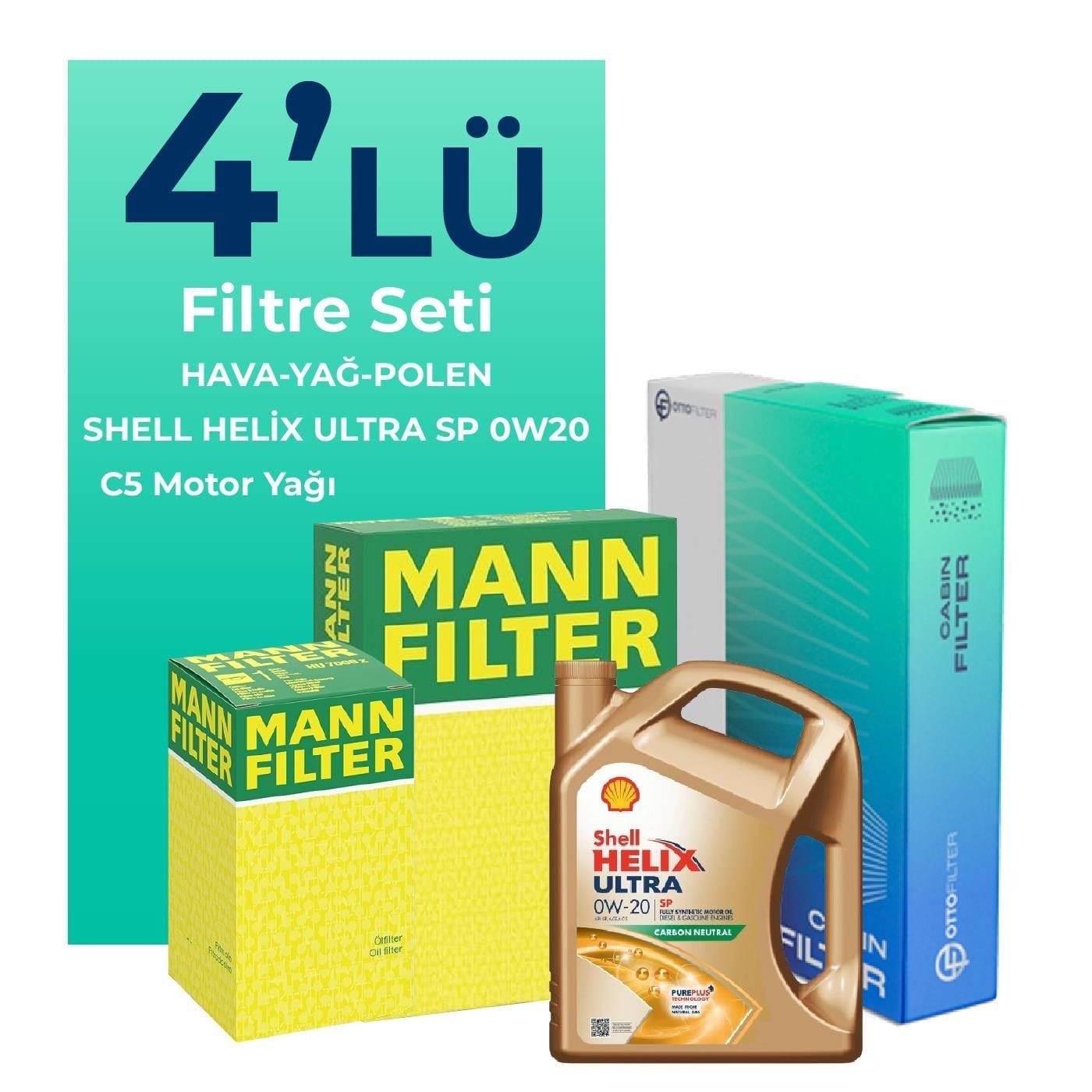 mann-toyota-yaris-1-5-hybrid-filtre-bakim-seti-shell-motor-yagli-2012-2016-4-lu-104699 MANN Toyota Yaris 1.5 Hybrid Filtre Bakım Seti Shell Motor Yağlı (2012-2016) 4 Lü - Görsel 1
