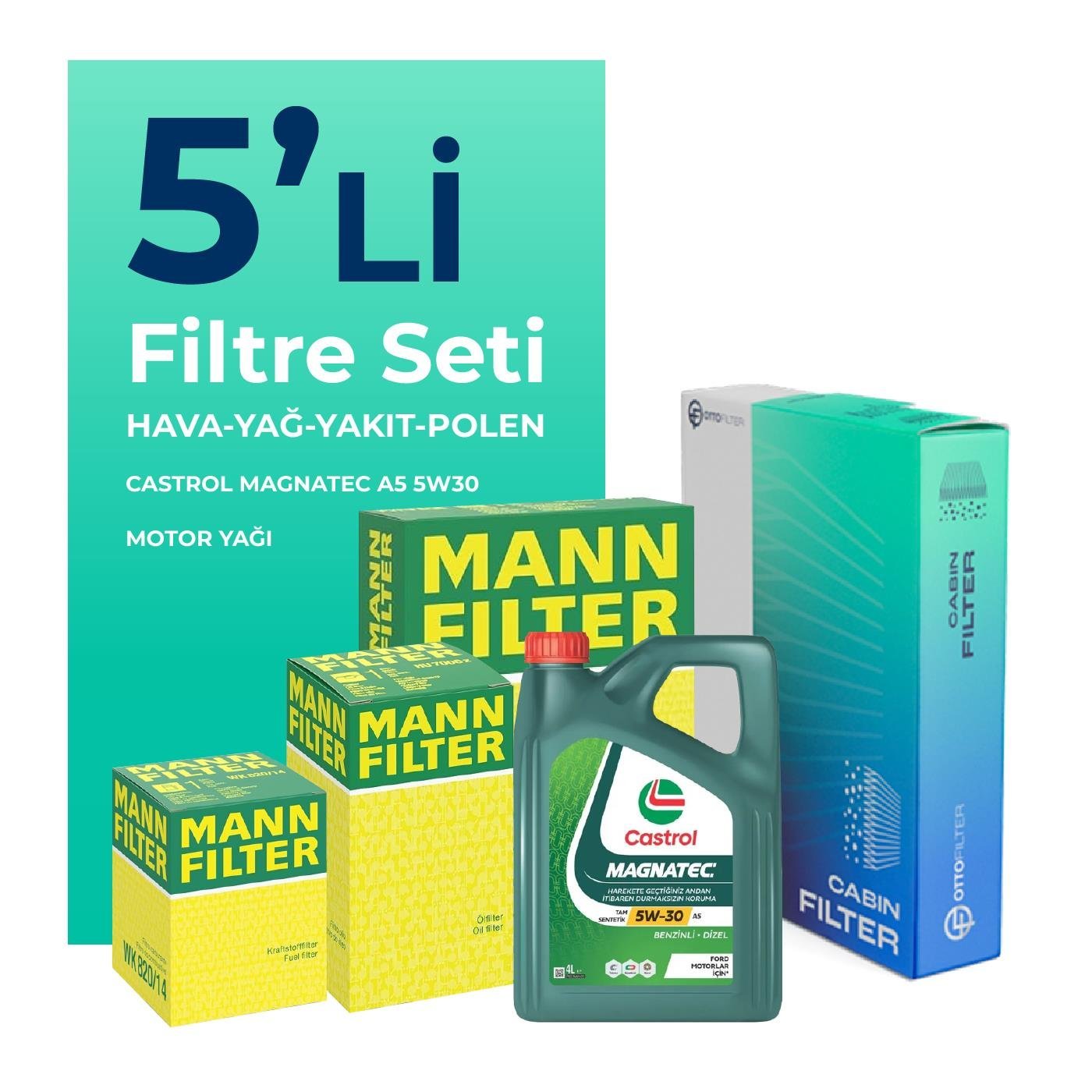 mann-volvo-c30-1-6-dizel-filtre-bakim-seti-castrol-motor-yagli-2011-2013-5-li-60083 MANN Volvo C30 1.6 Dizel Filtre Bakım Seti Castrol Motor Yağlı (2011-2013) 5 Li - Görsel 1